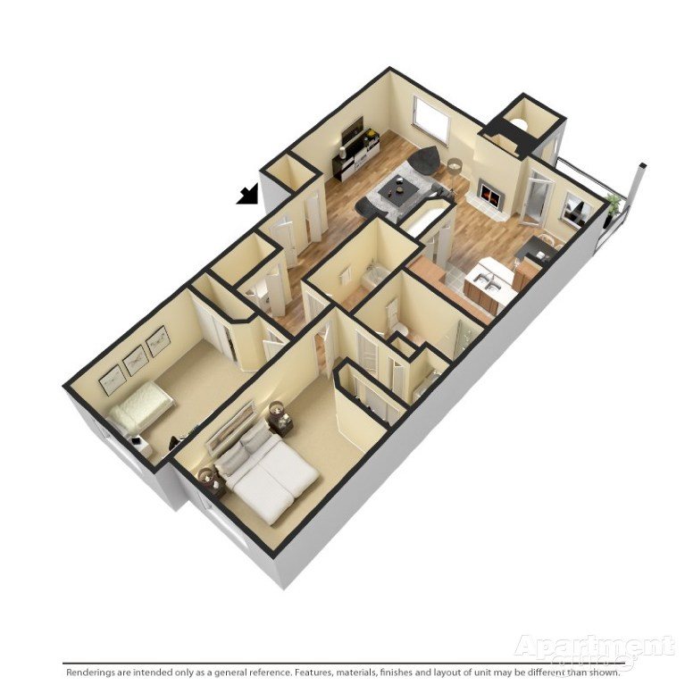 2 bed 2 bath Floor Plan 3